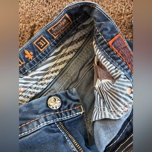 Women's Rock Revival Dark Stretch SARALYN Easy-Skinny Flap Pocket Jeans 31